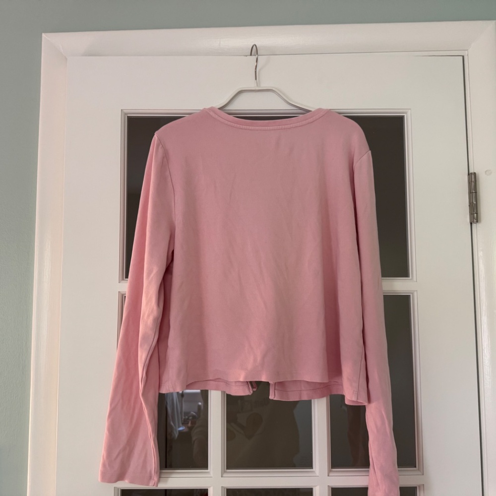 Aerie Pink Tie-Front Long Sleeve Top - Picture 10 of 12